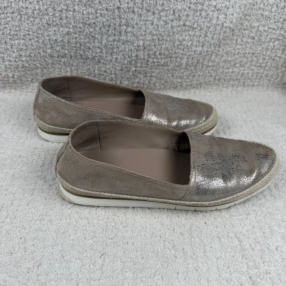 Donald Pliner Palm Metallic Champagne Leather‎ Espadrille Flats Shoes Womens 10M